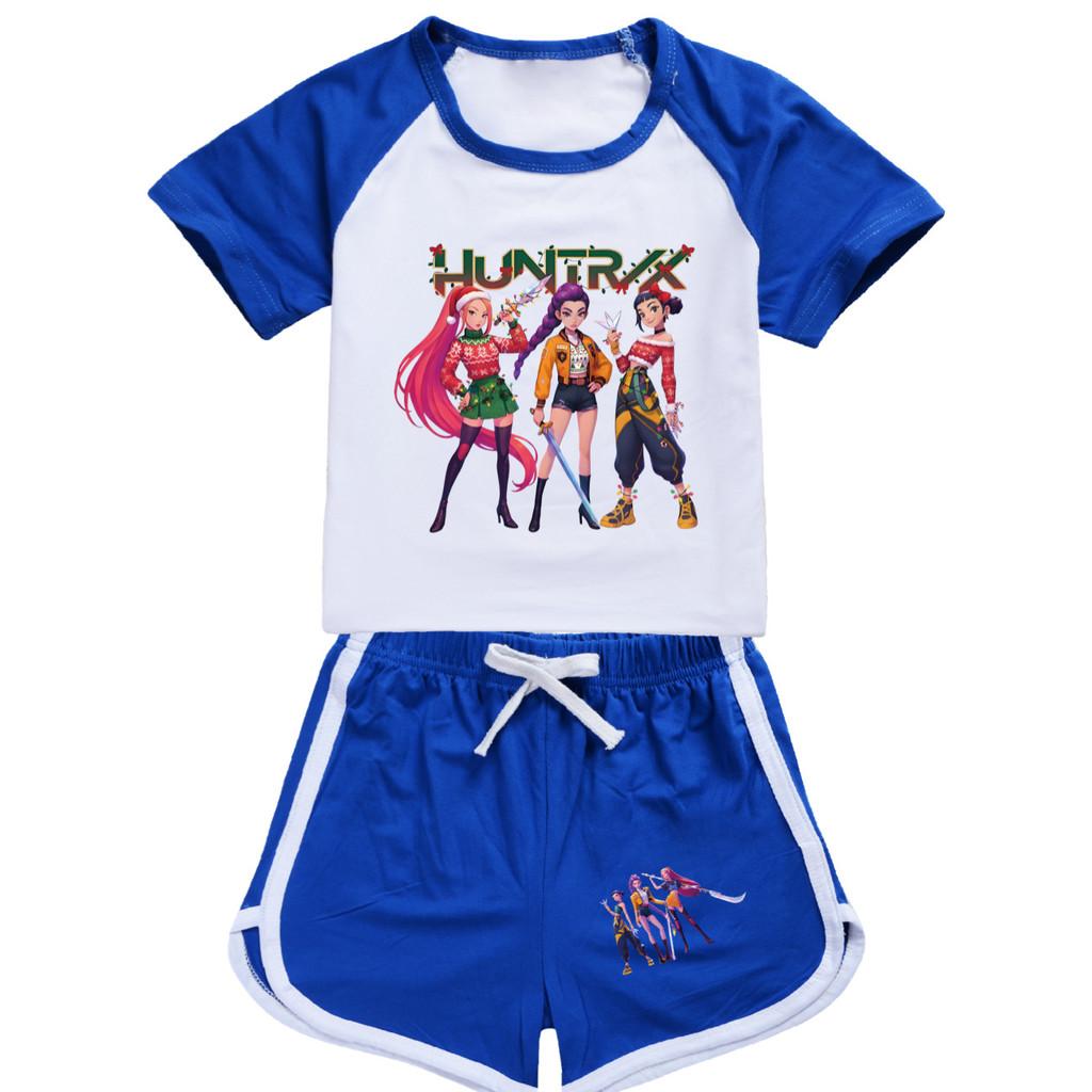 5094 Kids Girls Christmas POP Rumi Zoey Mira Print T-shirt Shorts Sport Tracksuit Clothes Set