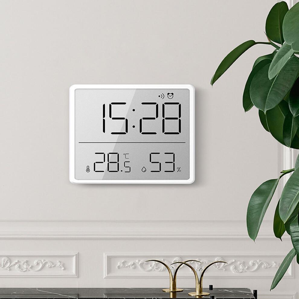 Digital Alarm Clock with LCD Screen, Temperature & Humidity, White 8218