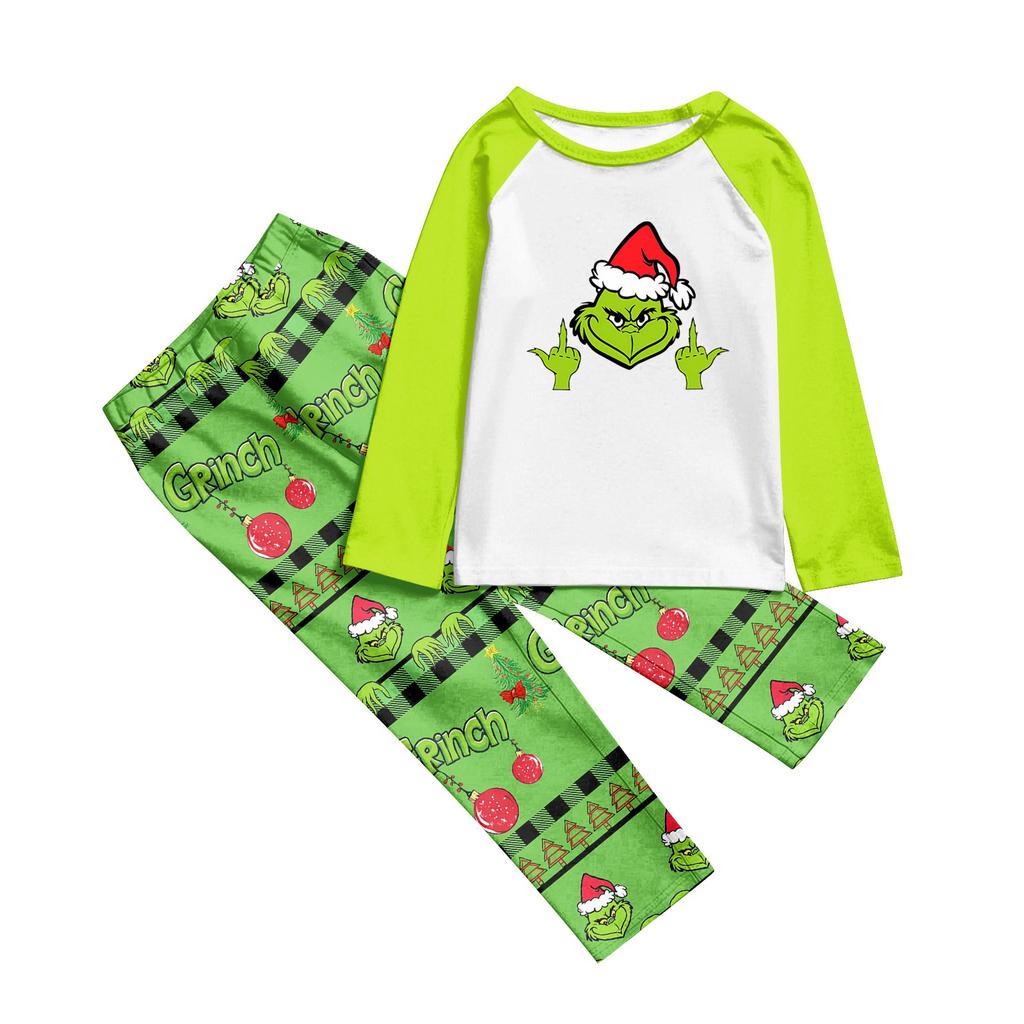 Print Cute Family Set Pajamas, Home Clothes, Family Set Long Sleeve Top Pants Set