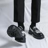 New Men Business Loafers Black Thick Soled Wear Resistant Leather Shoes European Style One Step Fashion Dress Shoes Size 38-46