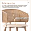 2 Dining Chairs with Rattan Backrest, Seat Cushion PU Leather, Breathable, Modern and Simple Style, Suitable for Restaurants, Living Rooms and Cafés