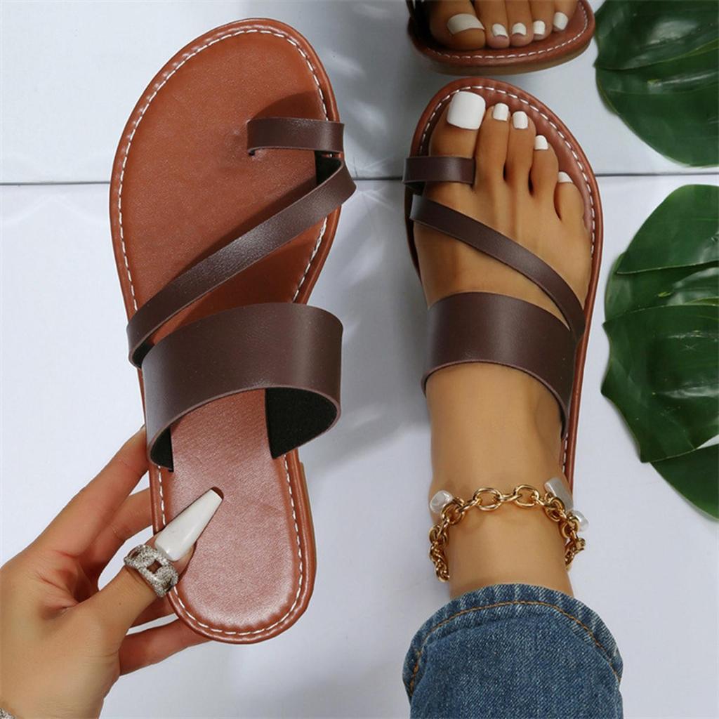 Bayan Sandalet Flip Flop Sandalet Bir Düğme Hafif Günlük Kauçuk Tabanlı Sandalet Kadın Sandalet