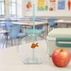 Fish Bowl Bottle with Straw, Plastic Fishbowl Tumblers with Lids, Unbreakable Ornament Cups for Drinks Summer Drink, Fashioned Table Goldfish Bowl