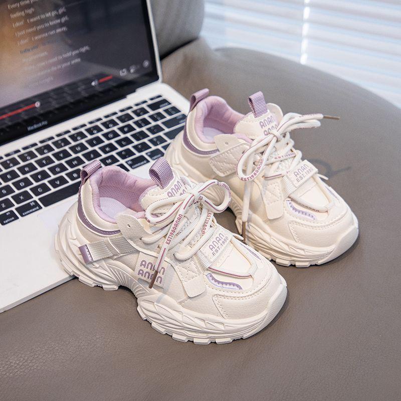 Girls' Waterproof Leather Running Shoes - Autumn/Winter Casual Mesh Sneakers