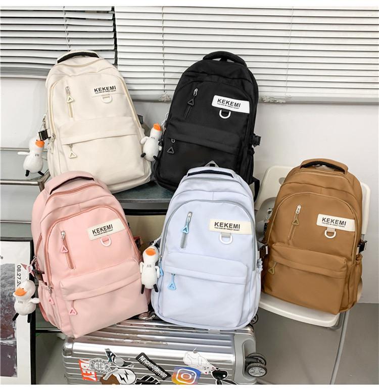 Large Capacity Nylon College Style Backpack For Men And Women High School Students Couples White