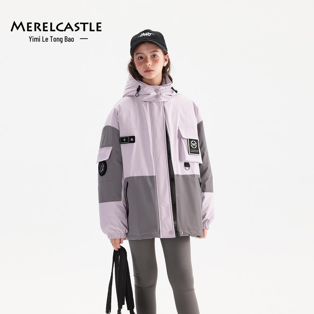 2024 Girls' Winter 3-in-1 Down Jacket - Windproof, Waterproof, Detachable for Big Kids