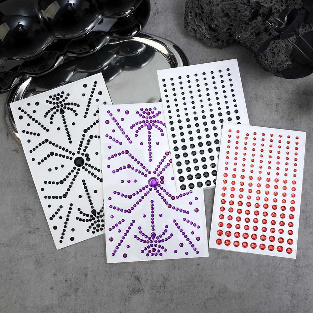 Purple Spider Acrylic Rhinestone Stickers Diamonds Jewels Self Adhesive Halloween DIY Temporary Tattoos Facial Decorate Supplies