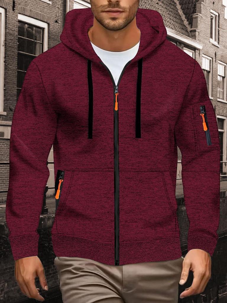 Pánská ležérní pletená žakárová mikina s kapucí a zapínáním