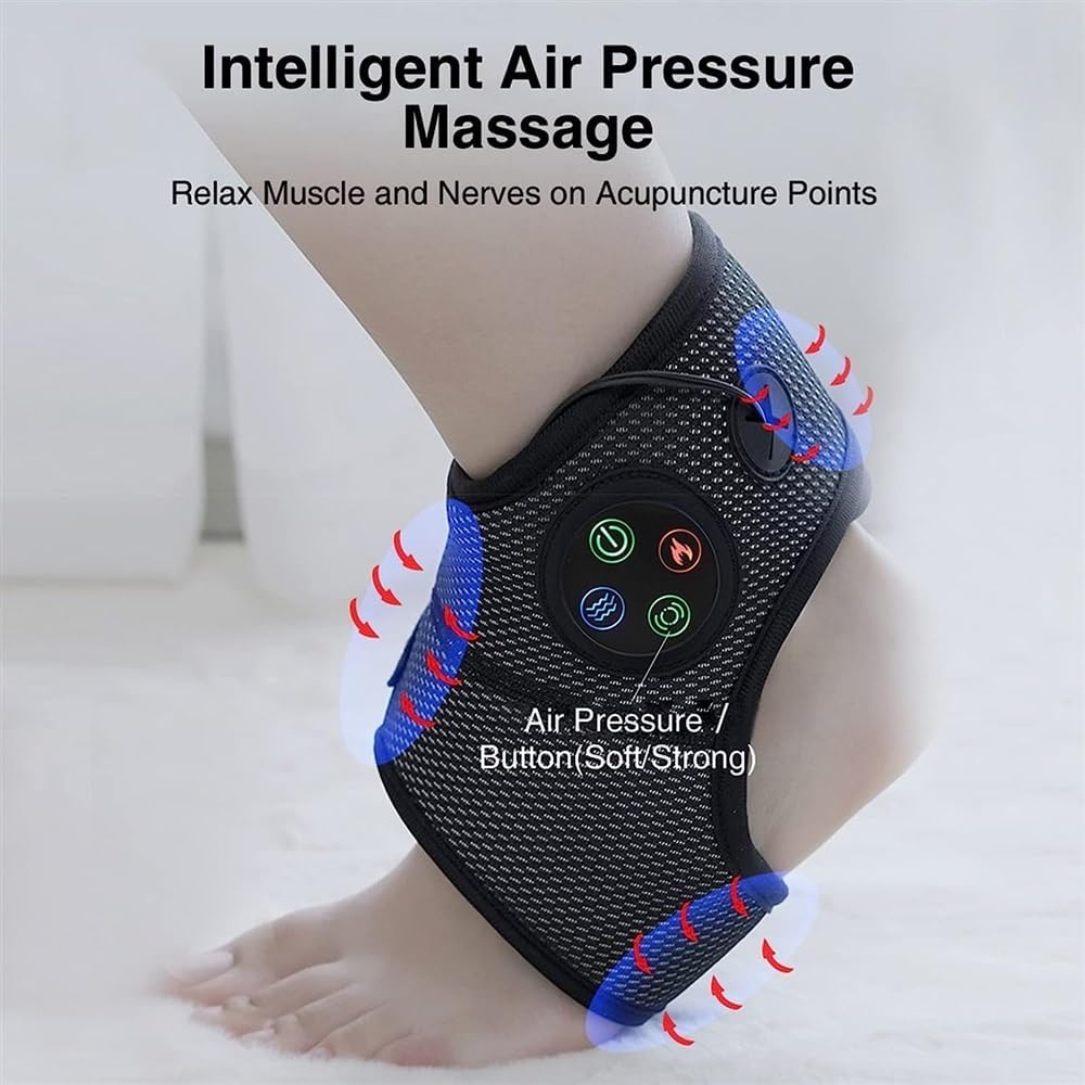 Electric Ankle Massager, Heating Vibration Foot Ankle Massager Pressure Therapy Massage Strain Joint Ligament, for Recovery of A
