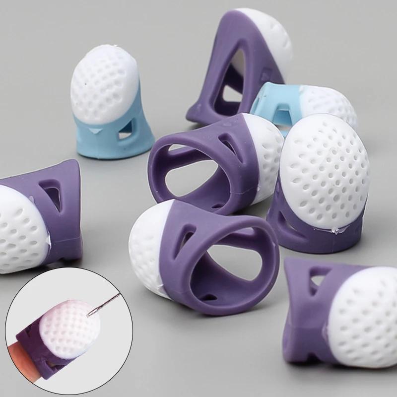 Sewing Thimbles Anti-slip Finger Cover Silicone Sewing Finger Tips Hollowed Protector Sleeve DIY Hand Cross-stitch Sewing Tools