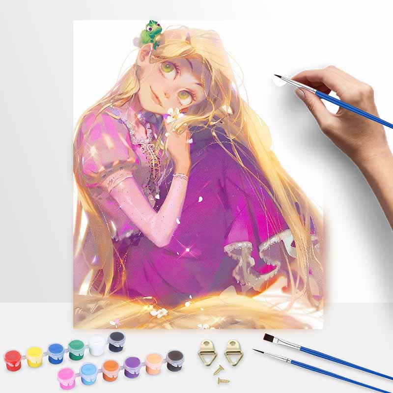 Disney Rapunzel oil painting art handmade diy painting home decoration gift 20x30cm