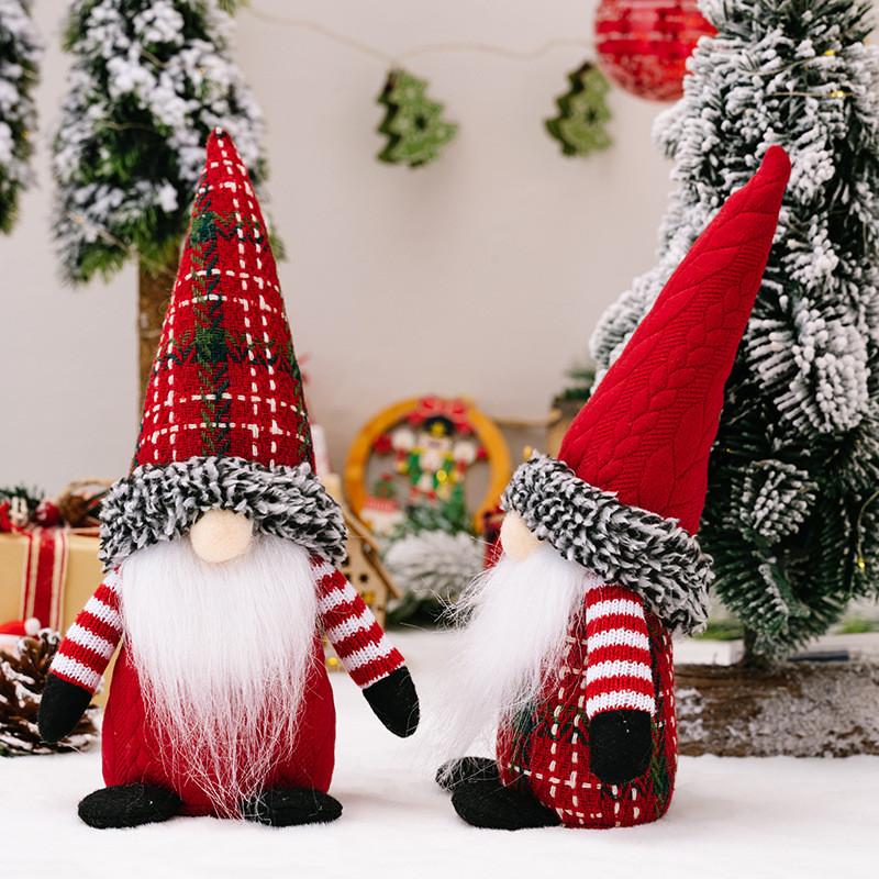 Christmas Enchanting Gnome Decorations With Festive Striped Outfits For Atmosphere Cozy