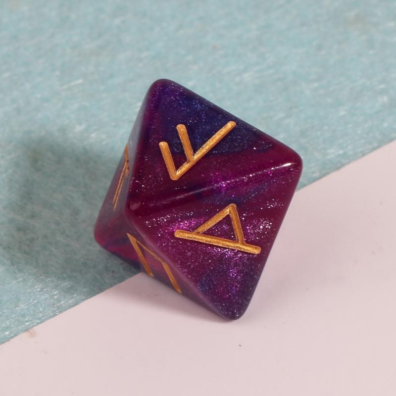 3 Pcs Polyhedral Rune Dice Acrylic 8-Sided Astrological Dice Table Game Dice with for Sharp Edges and Beautiful Inclusio
