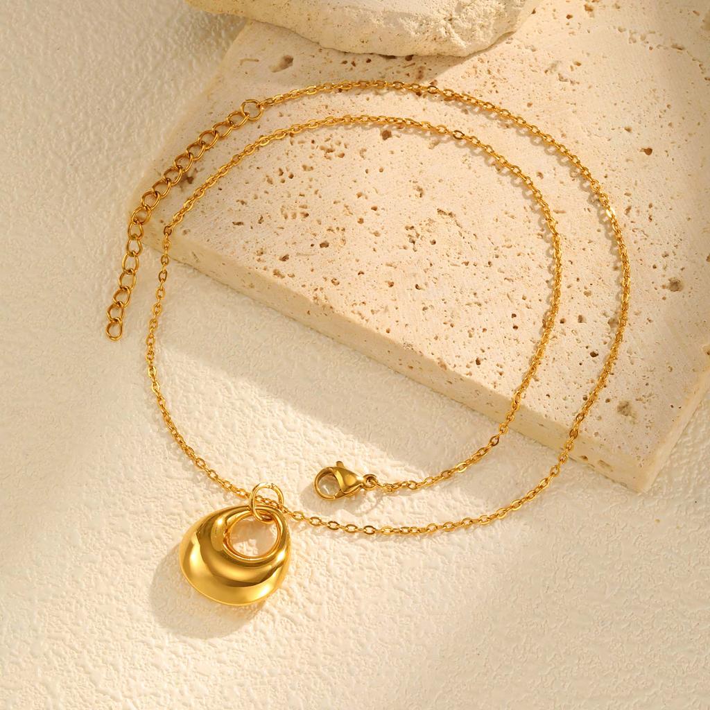 Stainless Steel Geometric Pendant Necklace for Women,18K Gold Plated Waterproof Necklaces,Chic Jewelry Gifts