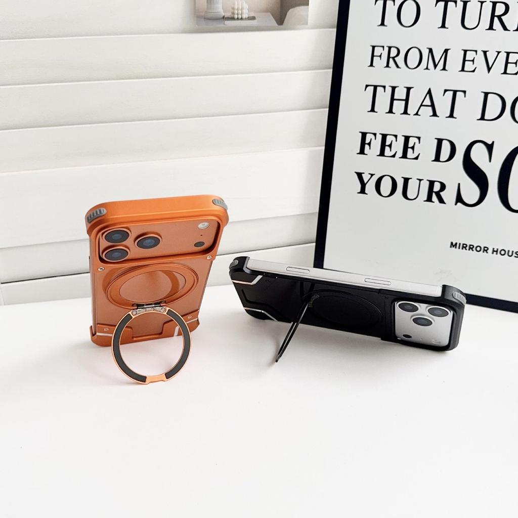 Original Color Metal Magnetic Rotating Bracket Case for Apple 17 Pro Max - Drop-Proof & Borderless Design