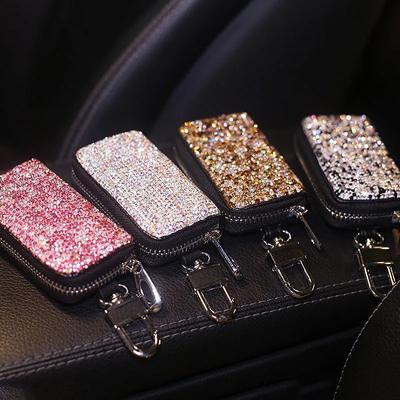 Luxus Strass Auto Schlüsselhalter Aufbewahrungskoffer Kristall Diamant Schlüsselanhänger Schlüsselabdeckung Funkschlüssel Tasche Brieftasche Autozubehör