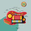 Kids Guitar Toy 2 In 1 Folding Musical Instrument Piano Brain-Training Educational Toys Birthday Gift for Girl Boy