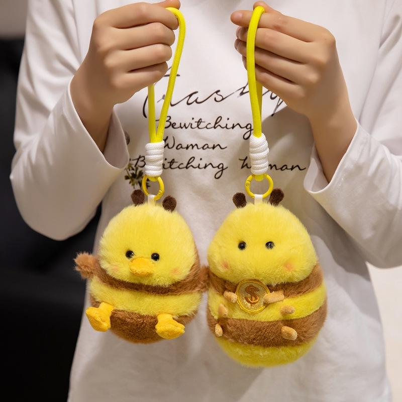 Cute cute little bee transforms into duck doll plush toy bee doll girl bag keychain pendant