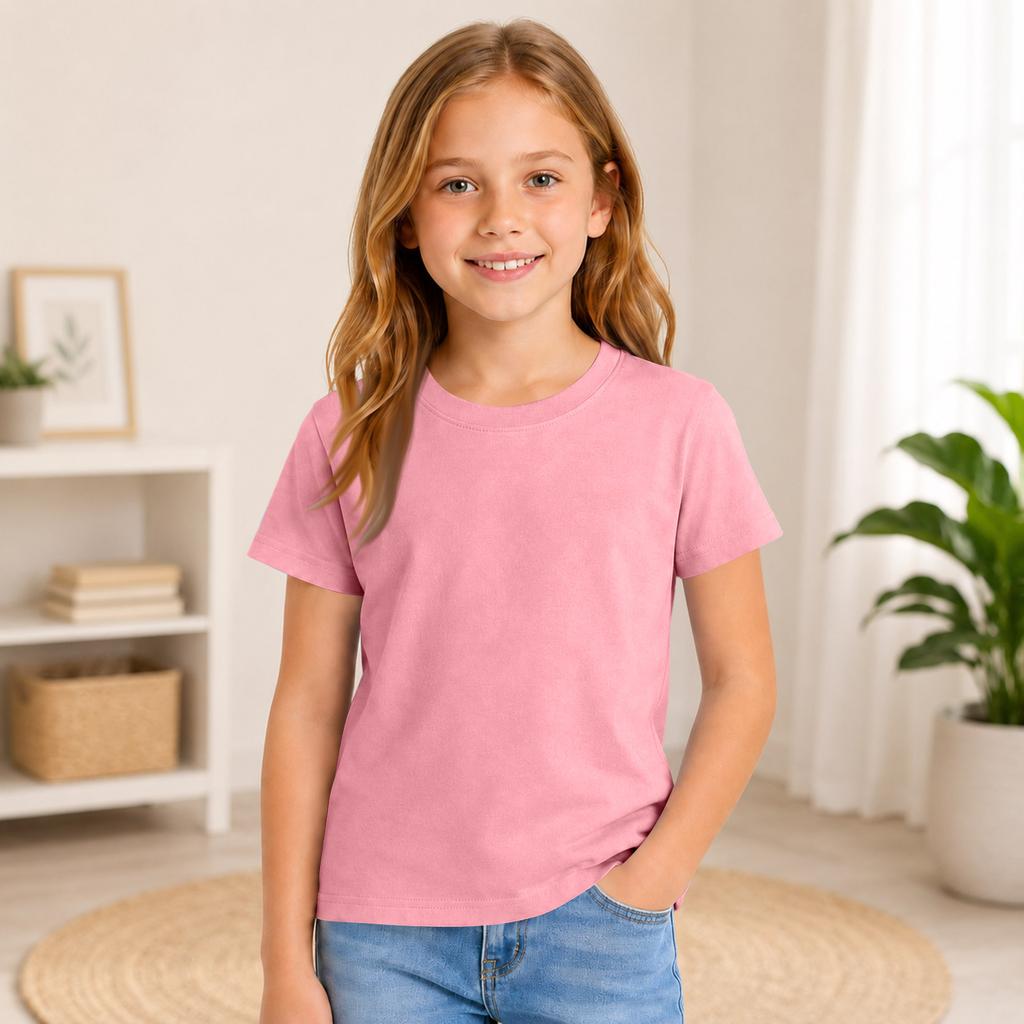 Kids Color Short Sleeve Round Neck T-Shirt for Everyday Casual Wear
