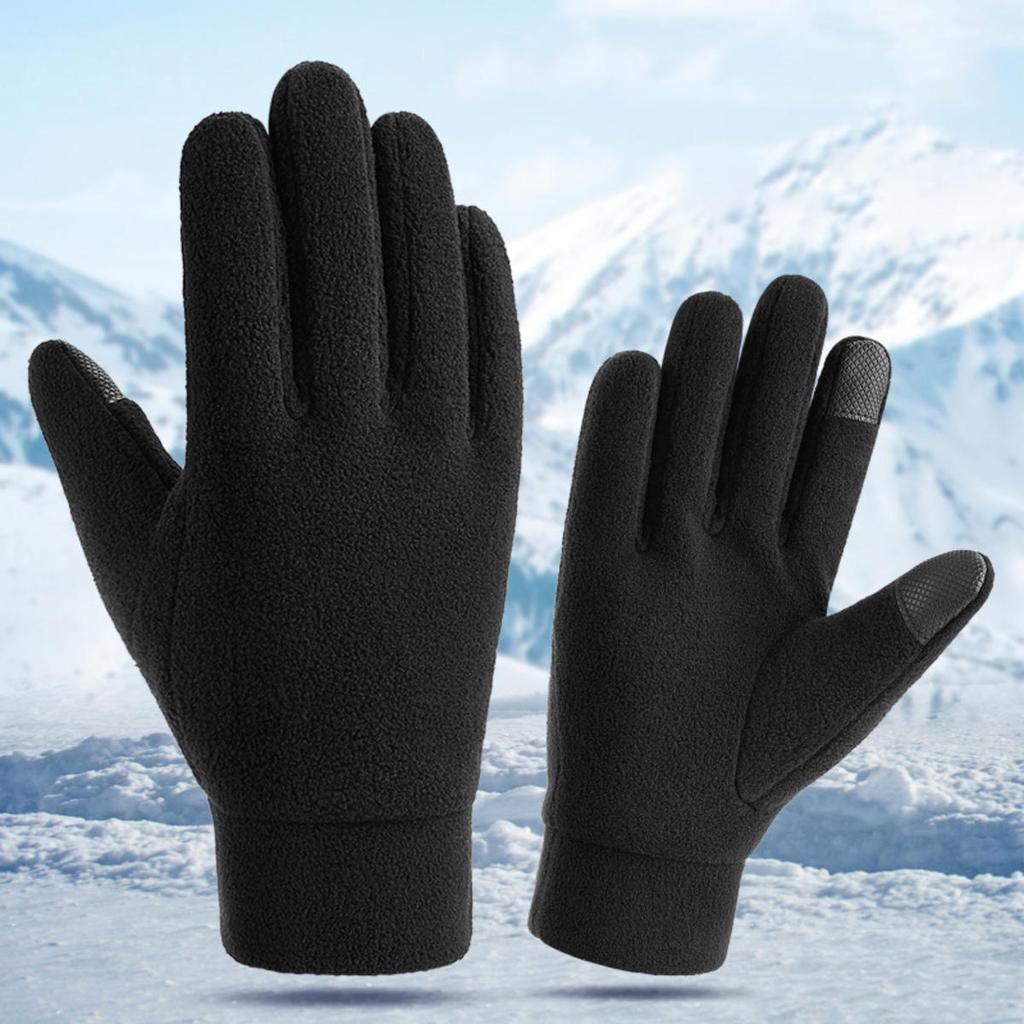 Mens Winter Gloves Thicken Thermal Warm Fleece Full Finger Gloves Cold Resistance Windproof Outdoor Skiing Cycling Mittens Women