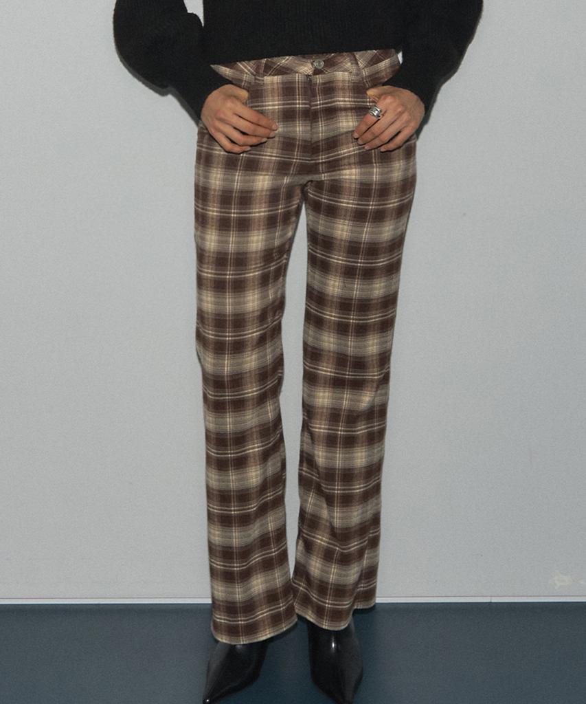 Lonyu Kai Check Pants (Brown/Beige)