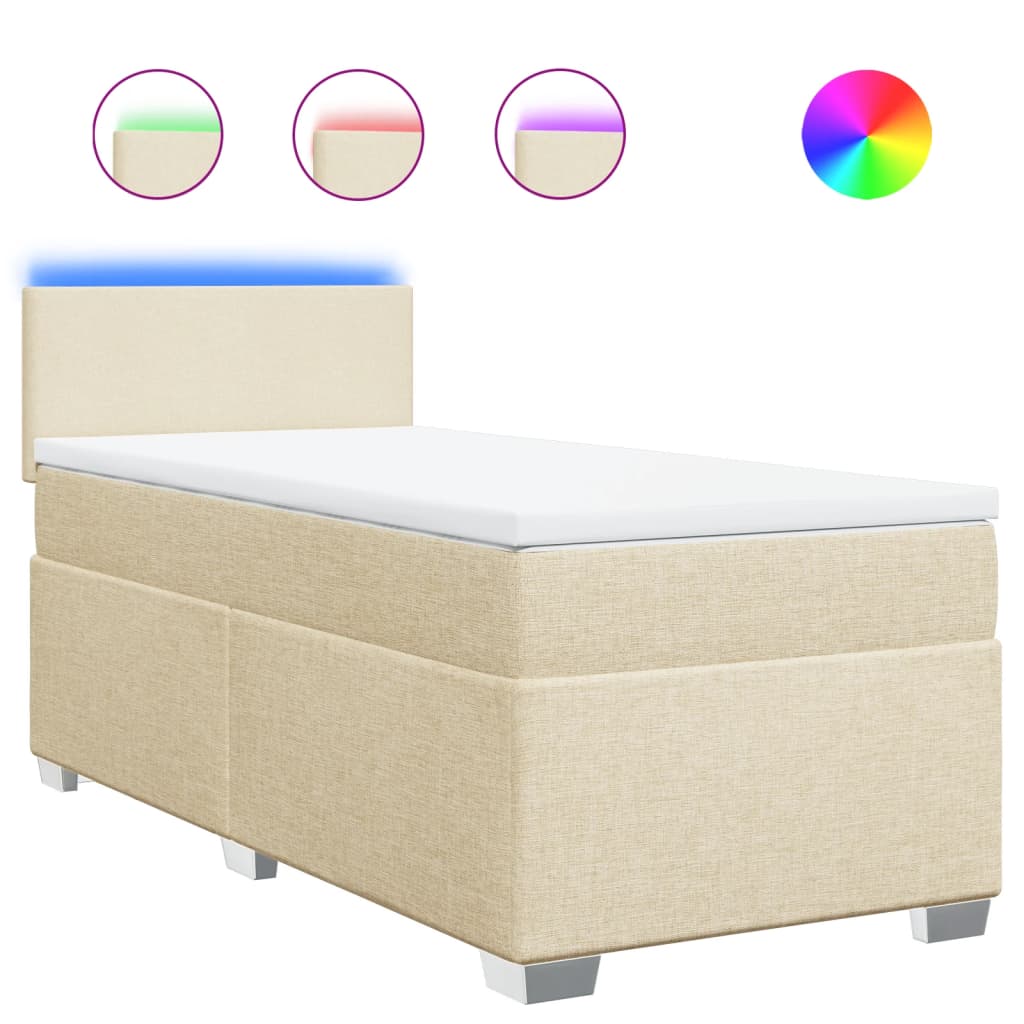Vidaxl Continental Bed with Mattress, Cream, Fabric, 90X200 Cm