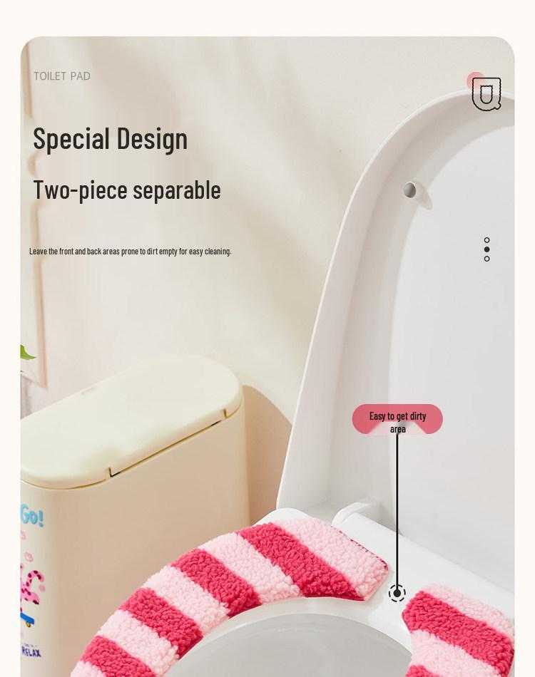 Dopamin-Streifen Winter Plüsch Toilettenmatte & Universelle Toilettensitzauflage