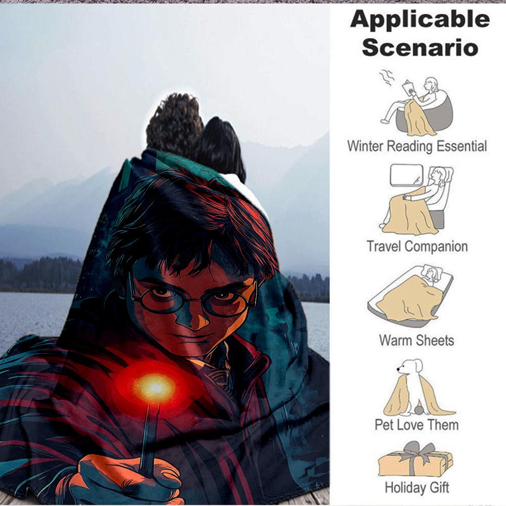 1pc Harry Potter Flannel Blanket, Soft Skin Friendly with Digital Printing, Various Sizes Available for Family, Friends, Birthday
