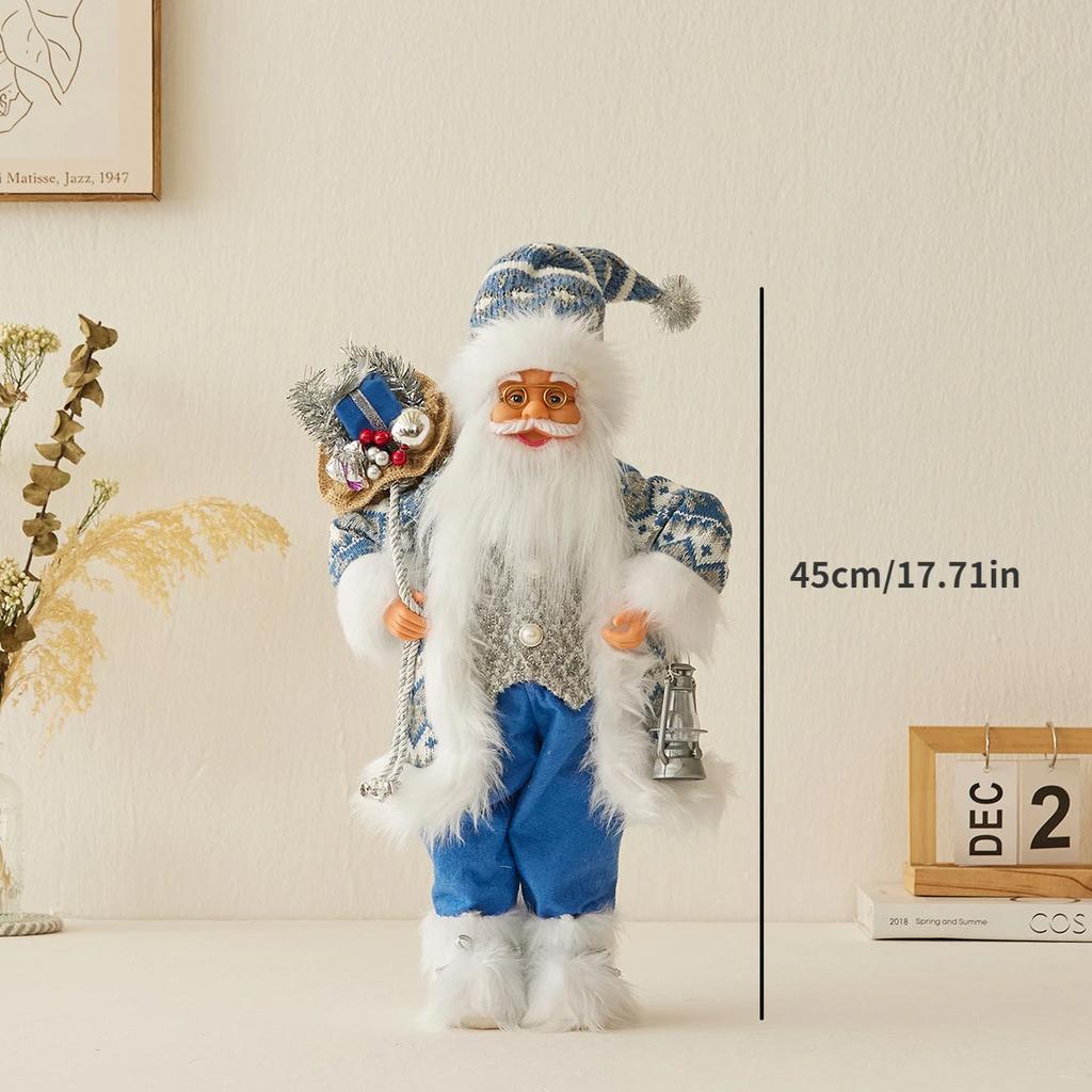 New blue Santa Claus doll doll Christmas decoration standing Santa Claus decorative ornament gift