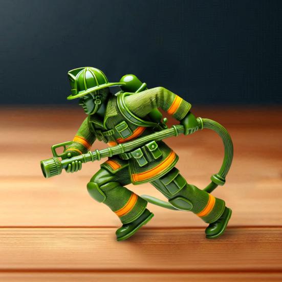 Green Fireman Figurine Mini Firefighter Soldier Resin Statue Sculpture Model Toy Home