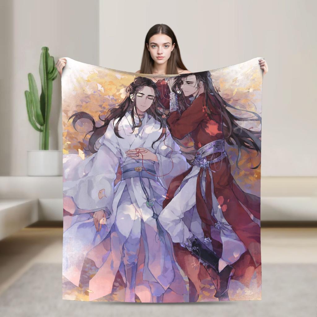 Tian Guan Ci Fu Blankets Anime Yaoi Lgbt Boy Love Plush Vintage Warm Throw Blanket for Bedding Lounge Autumn/Winter