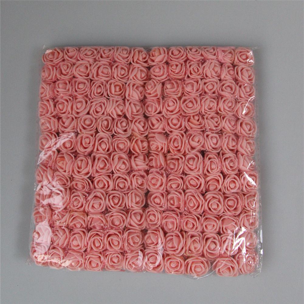 144 Stück 2,5 cm PE-Schaumstoff Simulierte Kleine Rose mit Zugesetztem Gaze-Blütenkopf