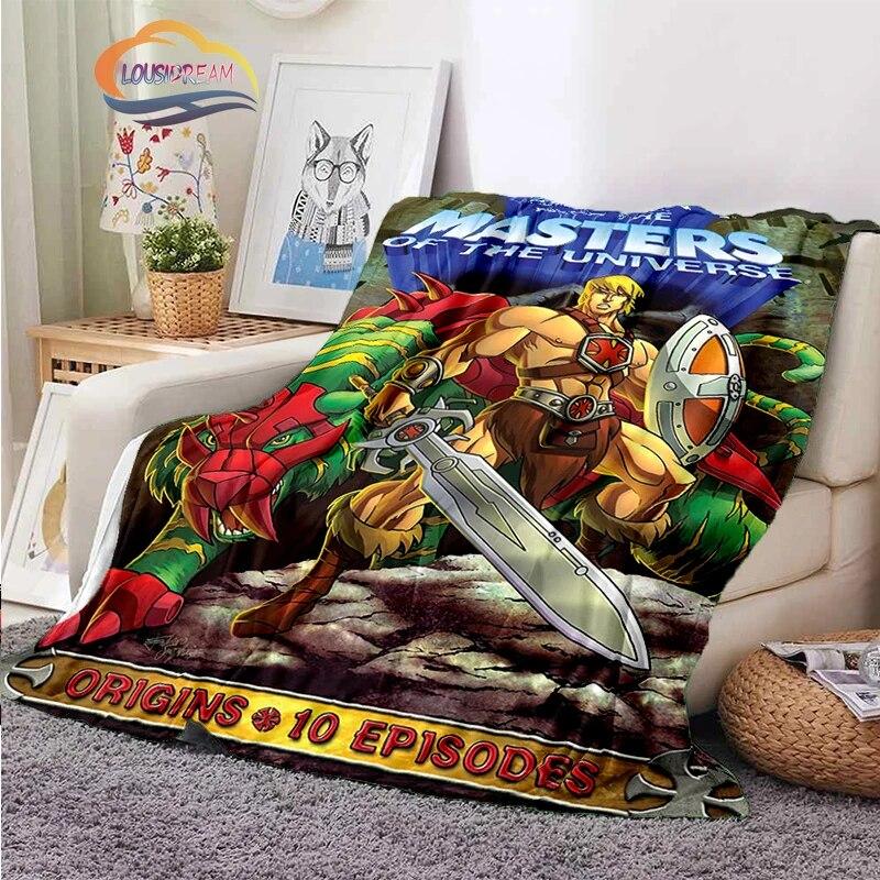 Science fiction adventure cartoon Masters of the Universe Cashmere Blanket 3D Printed He-Man Cartoon Flannel Bedspread camping