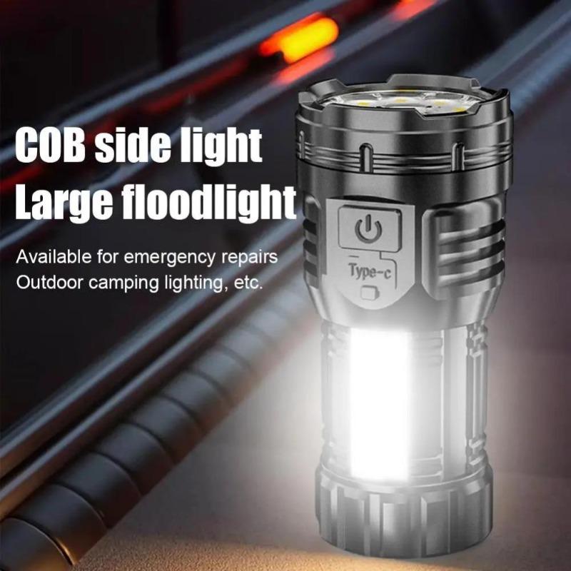 9 LED Portable Flashlights Type-C Rechargeable Torch With Pen Clip COB Flashlight Outdoor Fishing Tail Magnetic Work Light