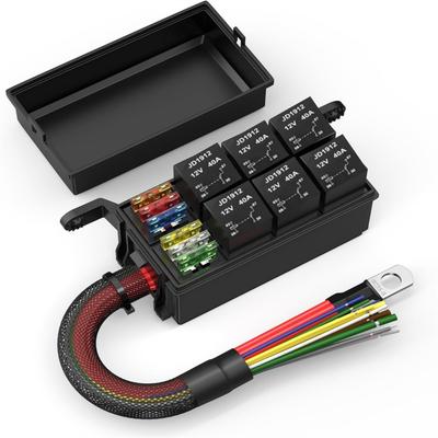 12V 40A 5-Pin Relaisbox 6-fach Vorverdrahtete Relais-Sicherungskasten Für Automobil Auto Marine Boot