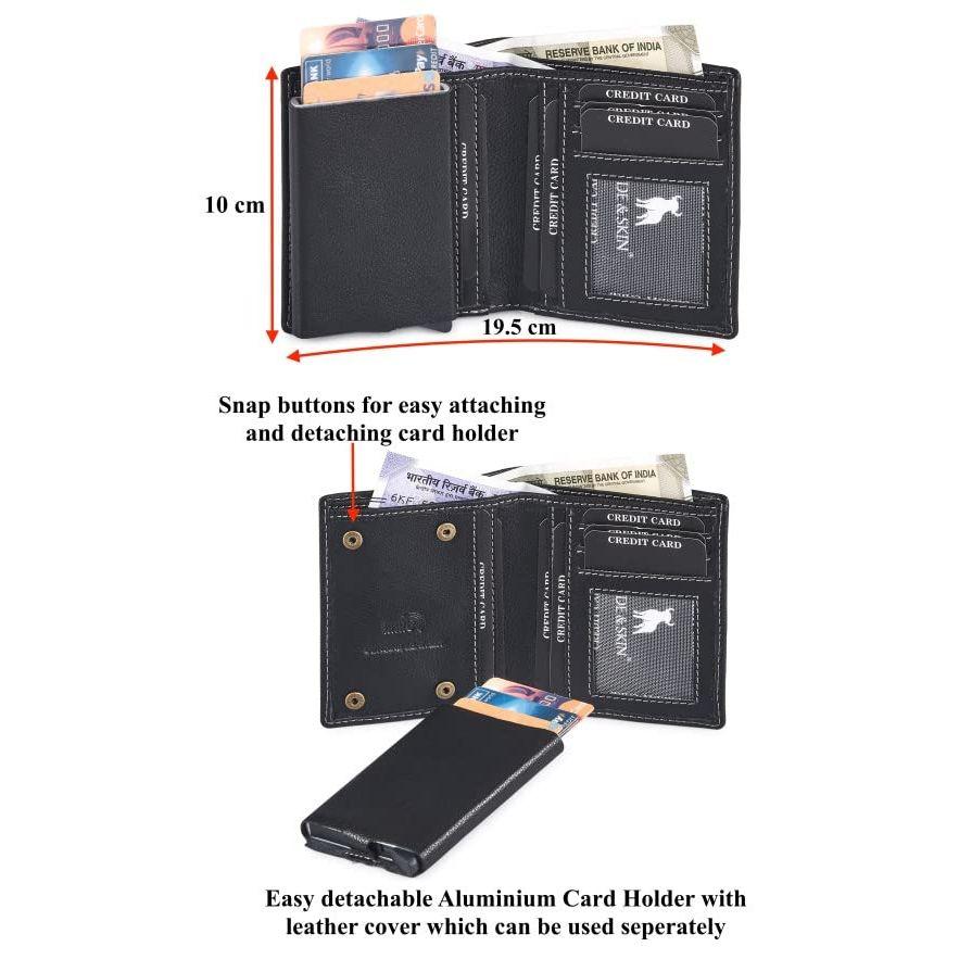 Кошелек из натуральной кожи с металлическим логотипом и съемным футляром для карт — фото 3