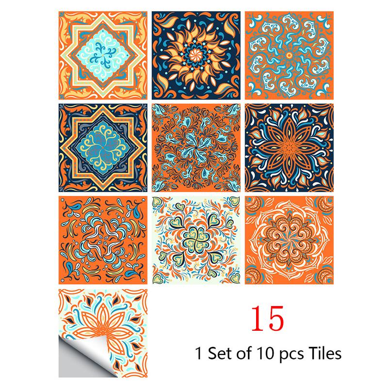 10 pezzi Adesivo da bagno Adesivo da parete Adesivo per piastrelle impermeabile Decalcomanie per piastrelle a forma di fiore Decorazione per la casa