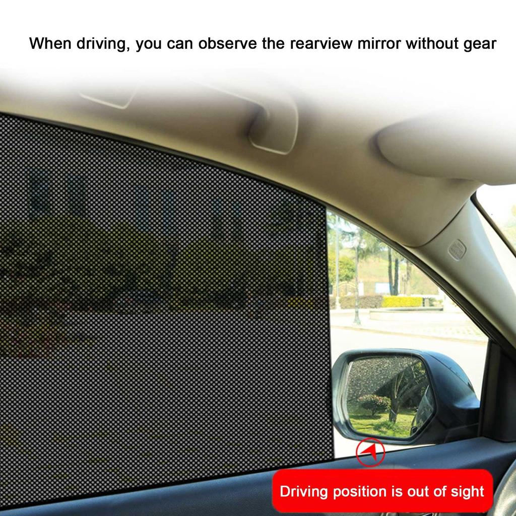 2PCS Car Side Window Sun Shades Stickers Sun Protection Window Sunscreen Cover Black PVC Sunshade With Small Holes Side Blocks