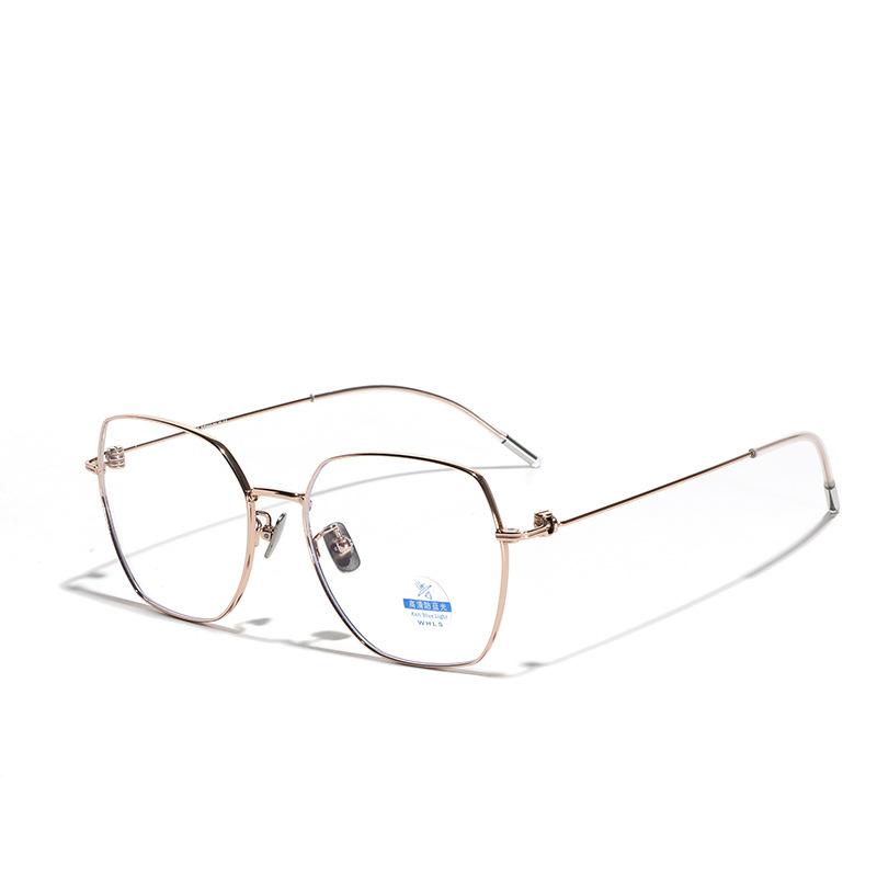 Glasses Square Myopia Glasses Frame Blue Light Metal Titanium Frame Plain Mirror Women Simple Flat Mirror Men