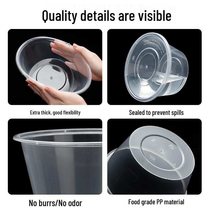 Disposable 1000ml PP Round Takeout Bowls