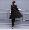Plus Size Women's Slimming Wide-Leg Pants Suit Set - Spring/Autumn 2026 Style, Semi-High Neck, Casual Three-Piece.