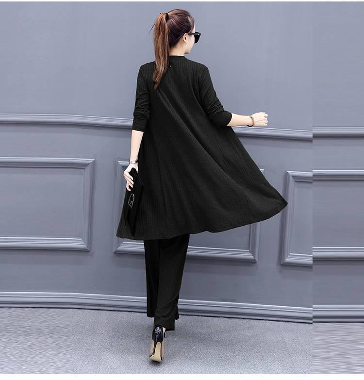 Plus Size Women's Slimming Wide-Leg Pants Suit Set - Spring/Autumn 2026 Style, Semi-High Neck, Casual Three-Piece.