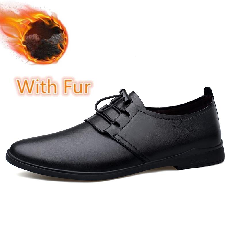 

Мужские повседневные кожаные туфли из натуральной кожи на шнуровке, мужские деловые туфли, ультралегкие мокасины для ходьбы на мягкой подошве, теплые кроссовки с плюшевым мехом 45