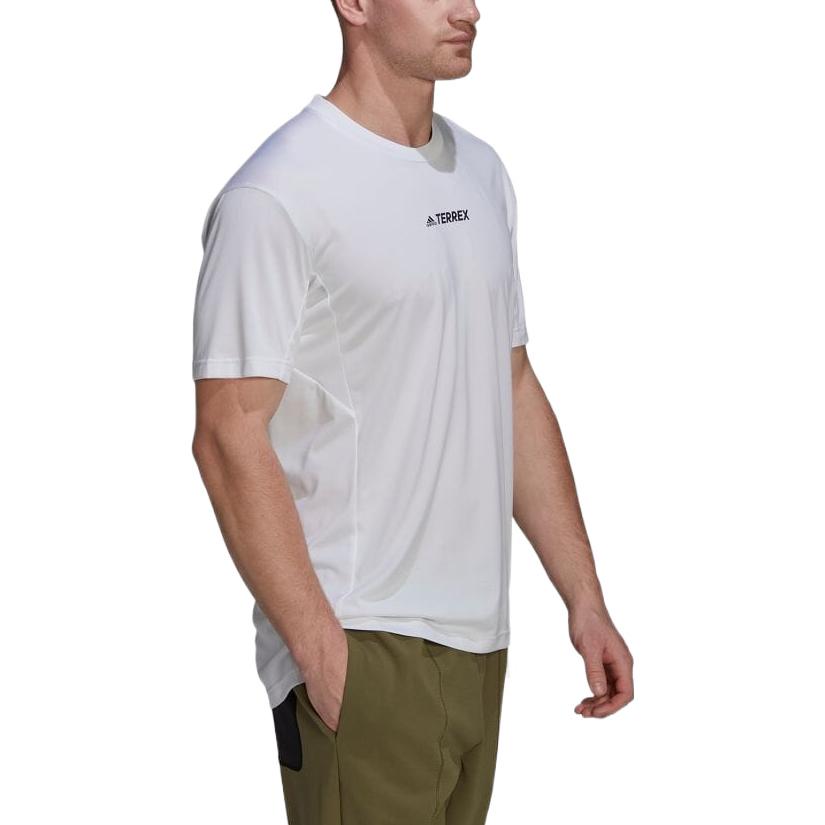 adidas T Shirts Men's White Crew Neck Moderate Straight Fit H53383