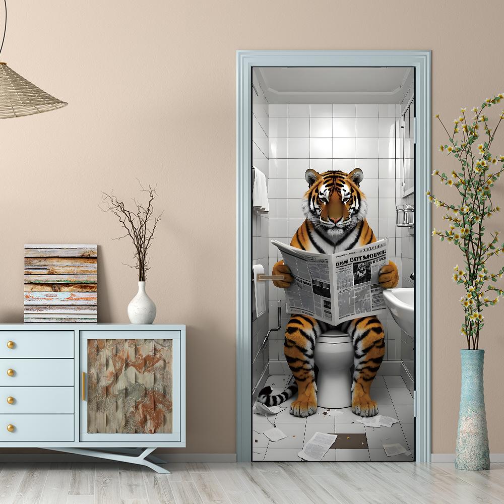 Fantastic Animal Self-Adhesive Wallpaper, Bedroom Self-Dipping 3D Door Sticker, Advanced Waterproof Door Frame Sticker