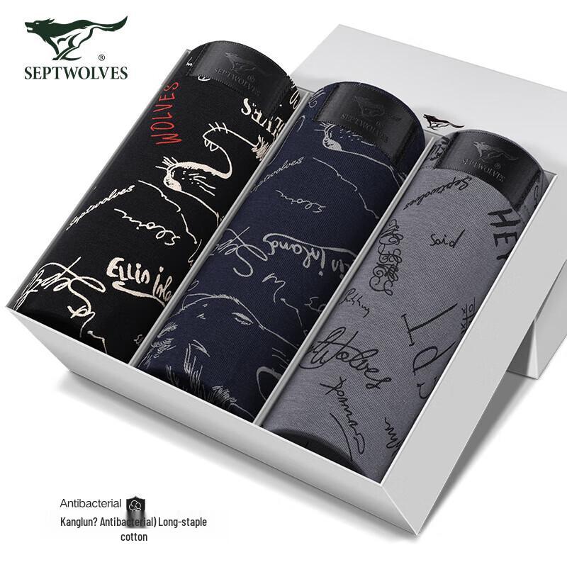 

Мужские хлопковые боксеры-брифы с антибактериальным эффектом Seven Wolves, 3 шт. 4XL