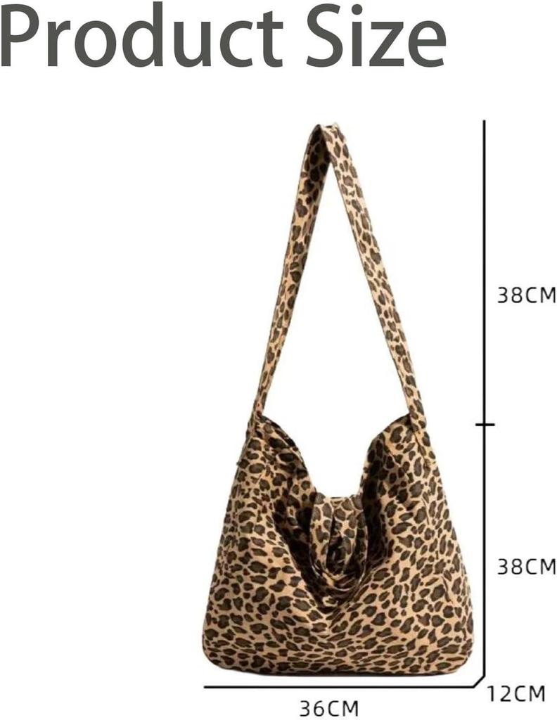 2025 Women's Leopard Print Canvas Tote Bag with Large Capacity – Shoulder & Handbag Trend