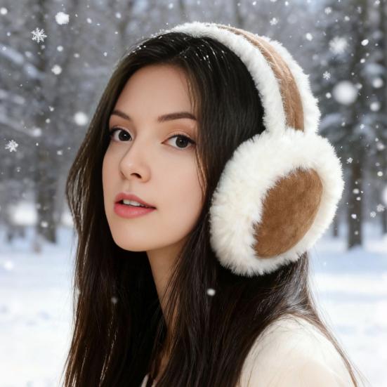 Women Earmuffs Thickened Inner Lining Bow Embellishment Suede Fabric Adjustable Headband Earmuffs Winter Accessory