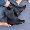 Women'S High-End Denim Ankle Boots-Low Heel, Soft Leather, Fleece-Lined, Reversible, Retro&Stylish, Flat Heel, Versatile Design