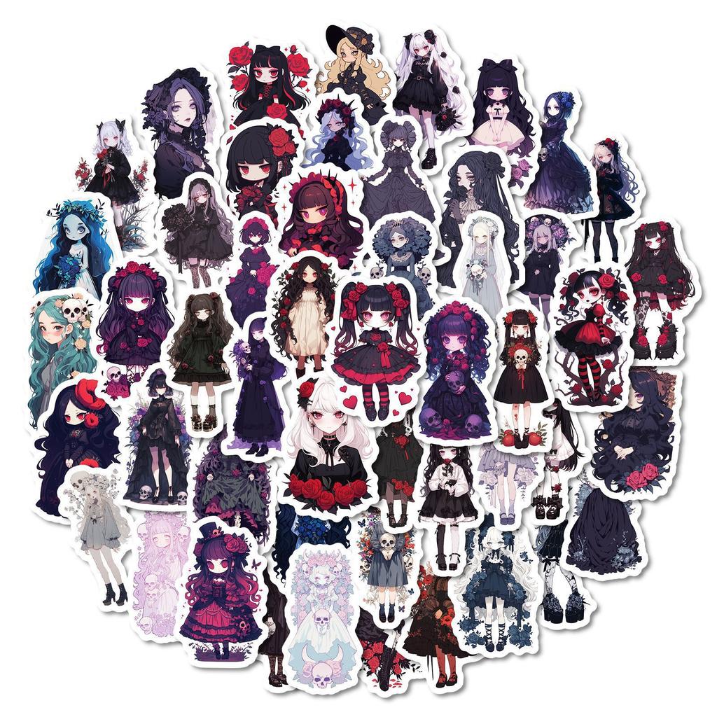 50 2D Dark Goth Lolita Lolita Cartoon Graffiti Stickers Rose Girl Gothic Style Stickers